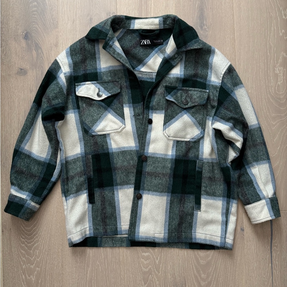 Zara Woman’s Plaid Jacket - Green and White